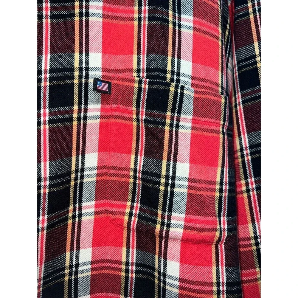 Ralph Lauren Mens Black Label Shirt‎ Red Black Yellow Large Cotton Flannel  XL